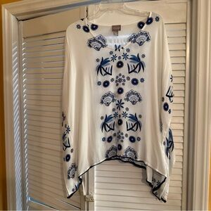 Chico's White and Blue Floral Top